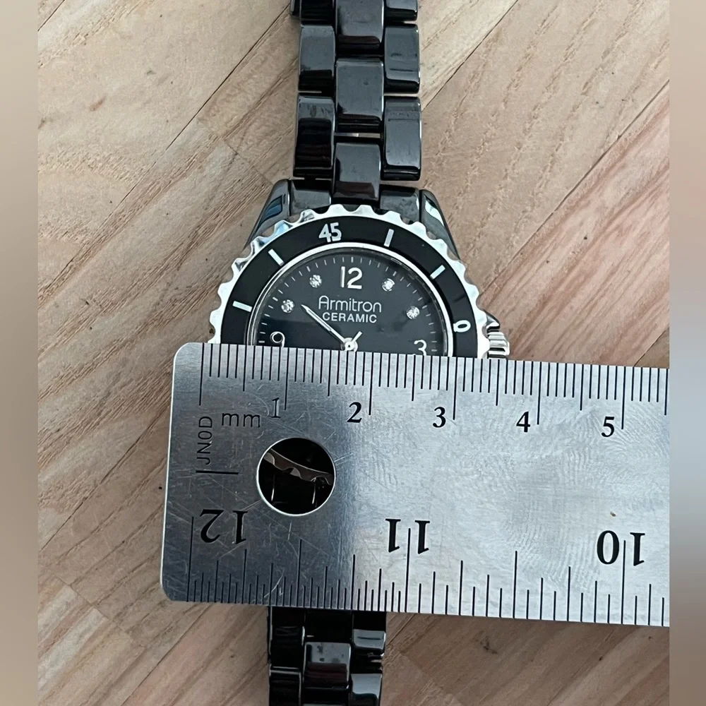 Armitron Ceramic Ladies Watch Now Model Black Ceramic Black Dial Stainless Hands